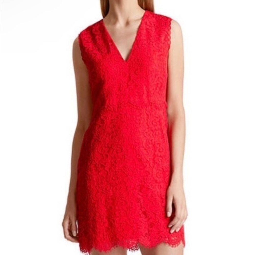 Marc Cain French Red Lace Dress, Size N3 (USA Size 8) NWT MSRP $360